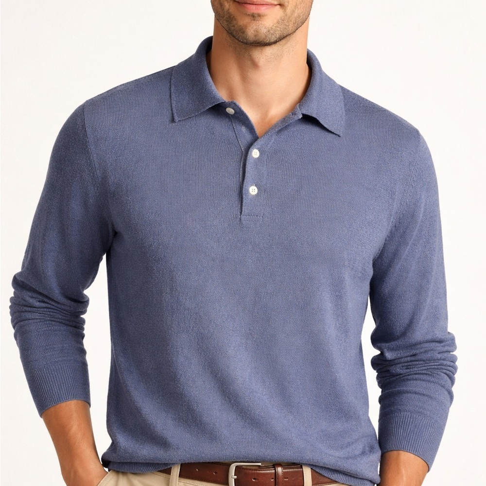 Brooks Brothers Merino Wool Knit Polo Sweater Blue Men’s Size XL NWT